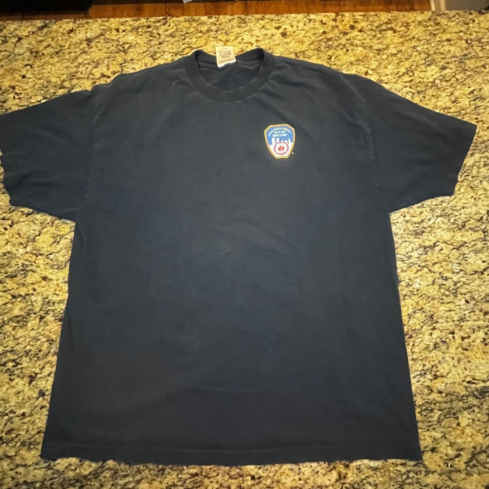 FDNY Fire Department City of New York T-Shirt Navy Blue XXL Keep Back 200 Feet